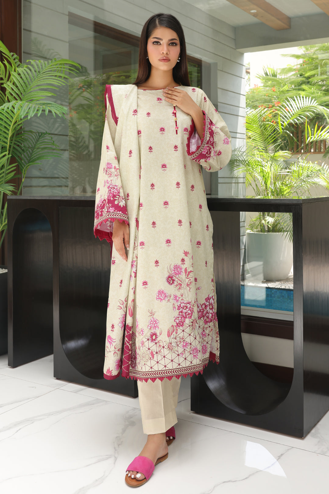 Zellbury | Unstitched 3 Piece Cambric | Shirt Shalwar Dupatta - 0040 - Libasekhas