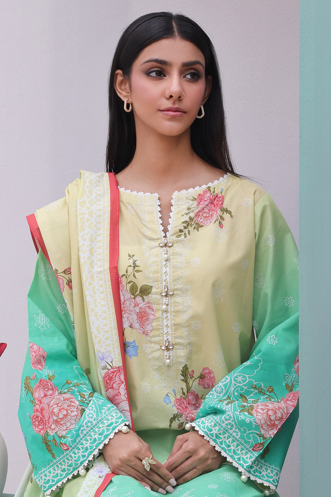 Zellbury | Unstitched 3 Piece Cambric | Shirt Shalwar Dupatta - 0043 - Libasekhas
