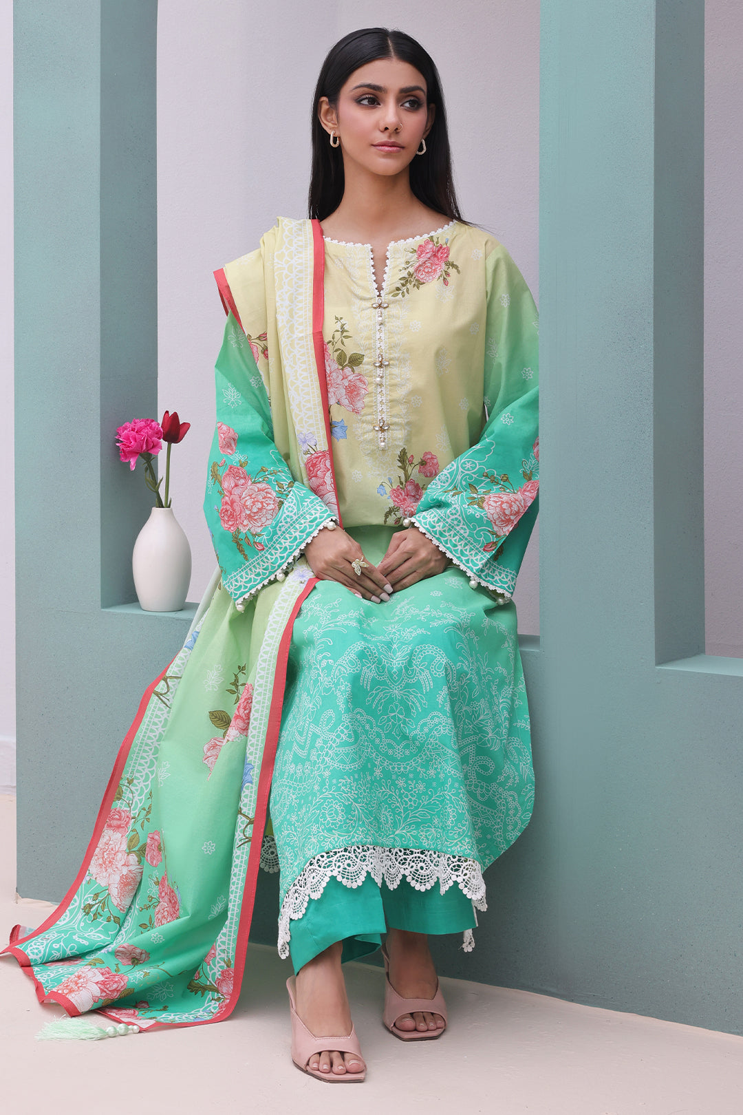 Zellbury | Unstitched 3 Piece Cambric | Shirt Shalwar Dupatta - 0043 - Libasekhas