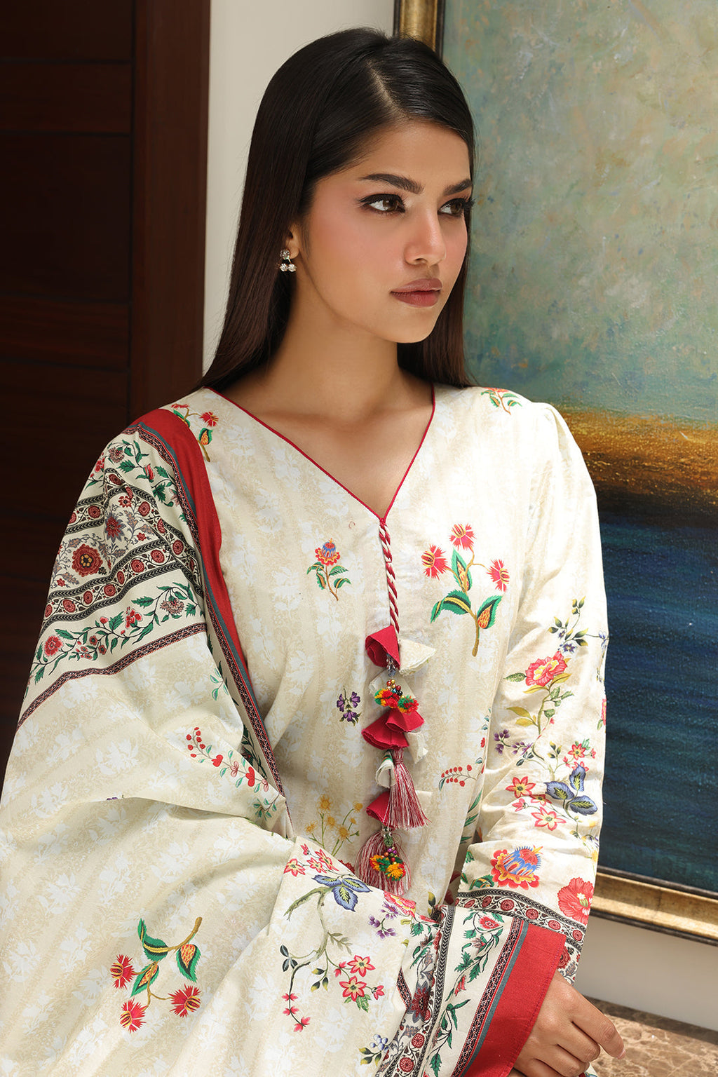 Zellbury | Unstitched 3 Piece Cambric | Shirt Shalwar Dupatta - 0044 - Libasekhas