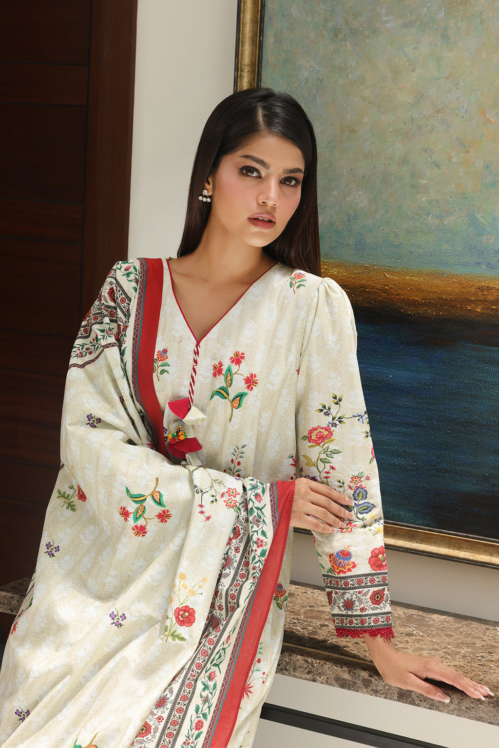 Zellbury | Unstitched 3 Piece Cambric | Shirt Shalwar Dupatta - 0044 - Libasekhas