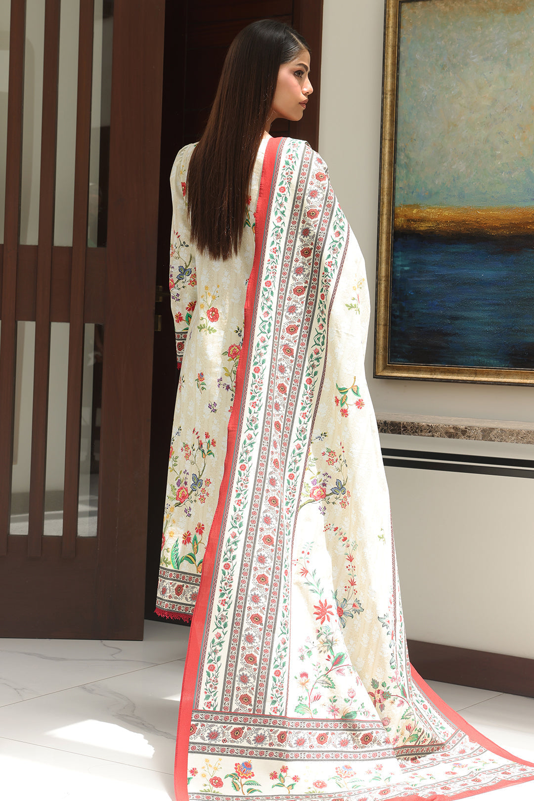 Zellbury | Unstitched 3 Piece Cambric | Shirt Shalwar Dupatta - 0044 - Libasekhas