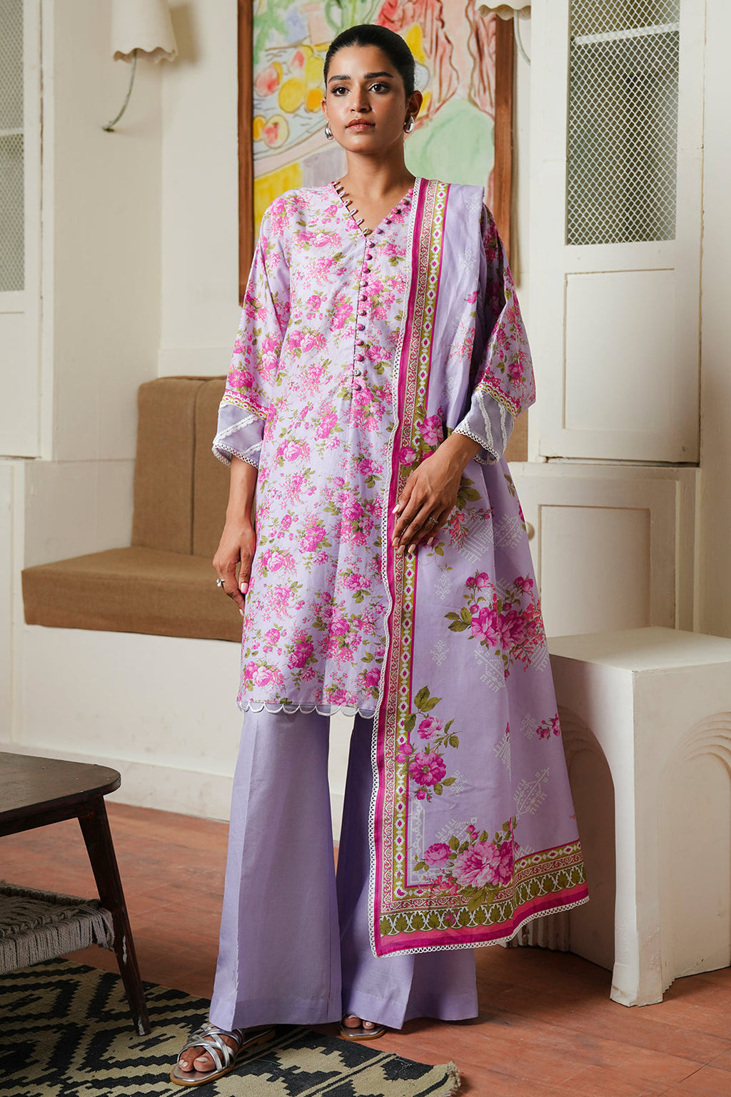 Zellbury | Unstitched 3 Piece Cambric | Shirt Shalwar Dupatta - 0047 - Libasekhas