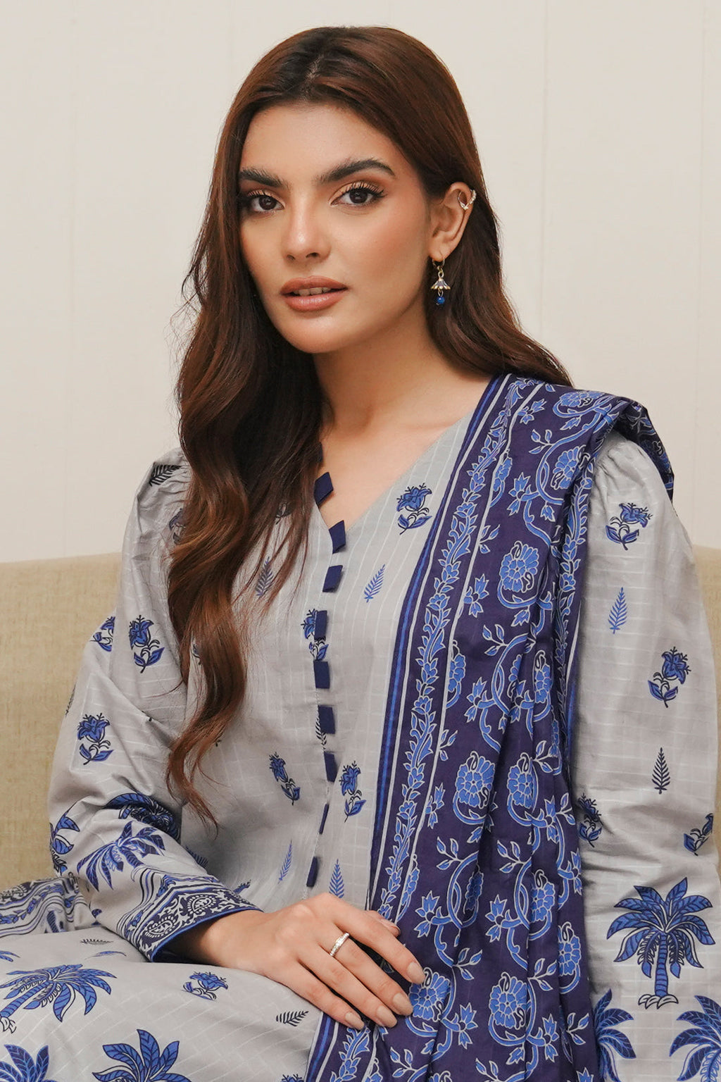 Zellbury | Unstitched 3 Piece Cambric | Shirt Shalwar Dupatta - 0056 - Libasekhas