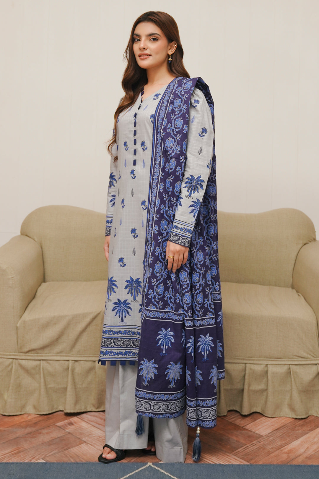 Zellbury | Unstitched 3 Piece Cambric | Shirt Shalwar Dupatta - 0056 - Libasekhas
