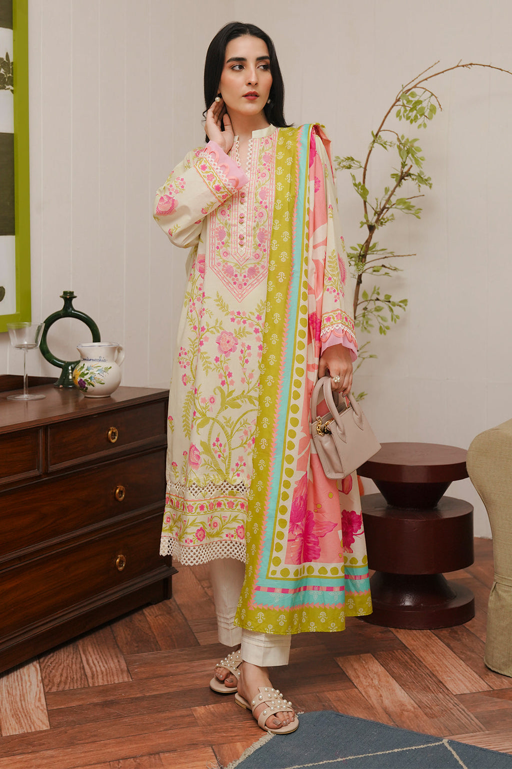 Zellbury | Unstitched 3 Piece Cambric | Shirt Shalwar Dupatta - 0057 - Libasekhas