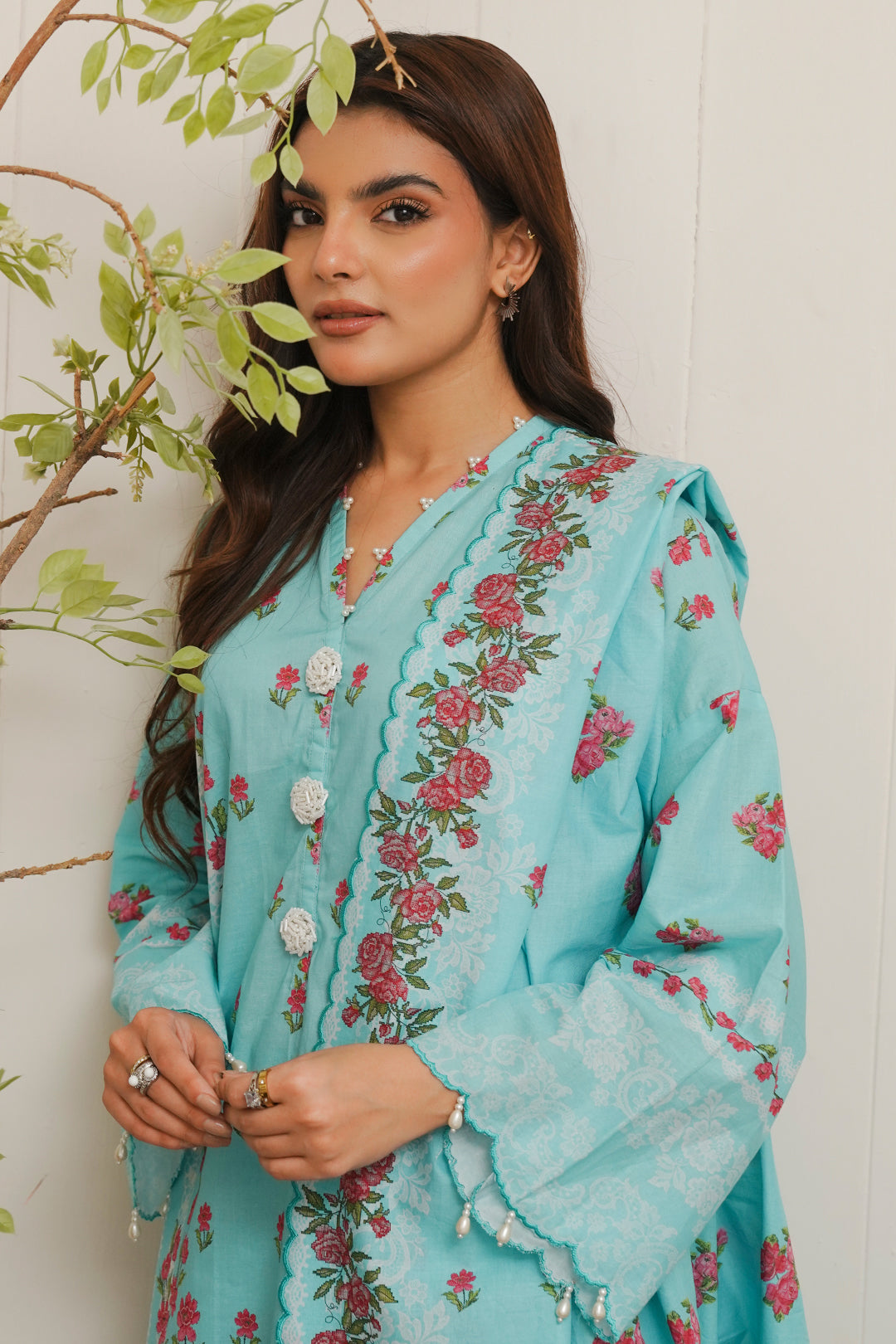 Zellbury | Unstitched 3 Piece Cambric | Shirt Shalwar Dupatta - 0122 - Libasekhas