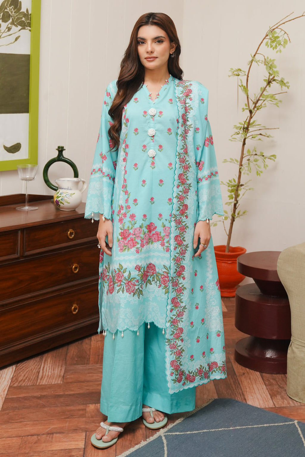 Zellbury | Unstitched 3 Piece Cambric | Shirt Shalwar Dupatta - 0122 - Libasekhas