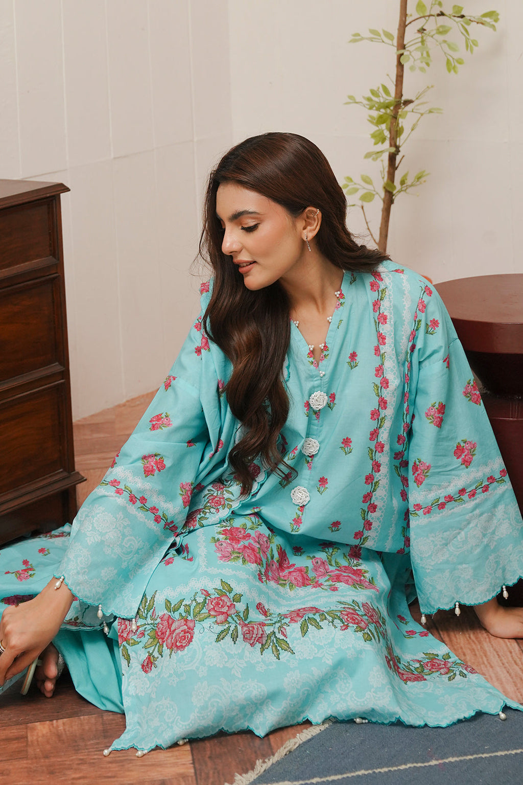 Zellbury | Unstitched 3 Piece Cambric | Shirt Shalwar Dupatta - 0122 - Libasekhas