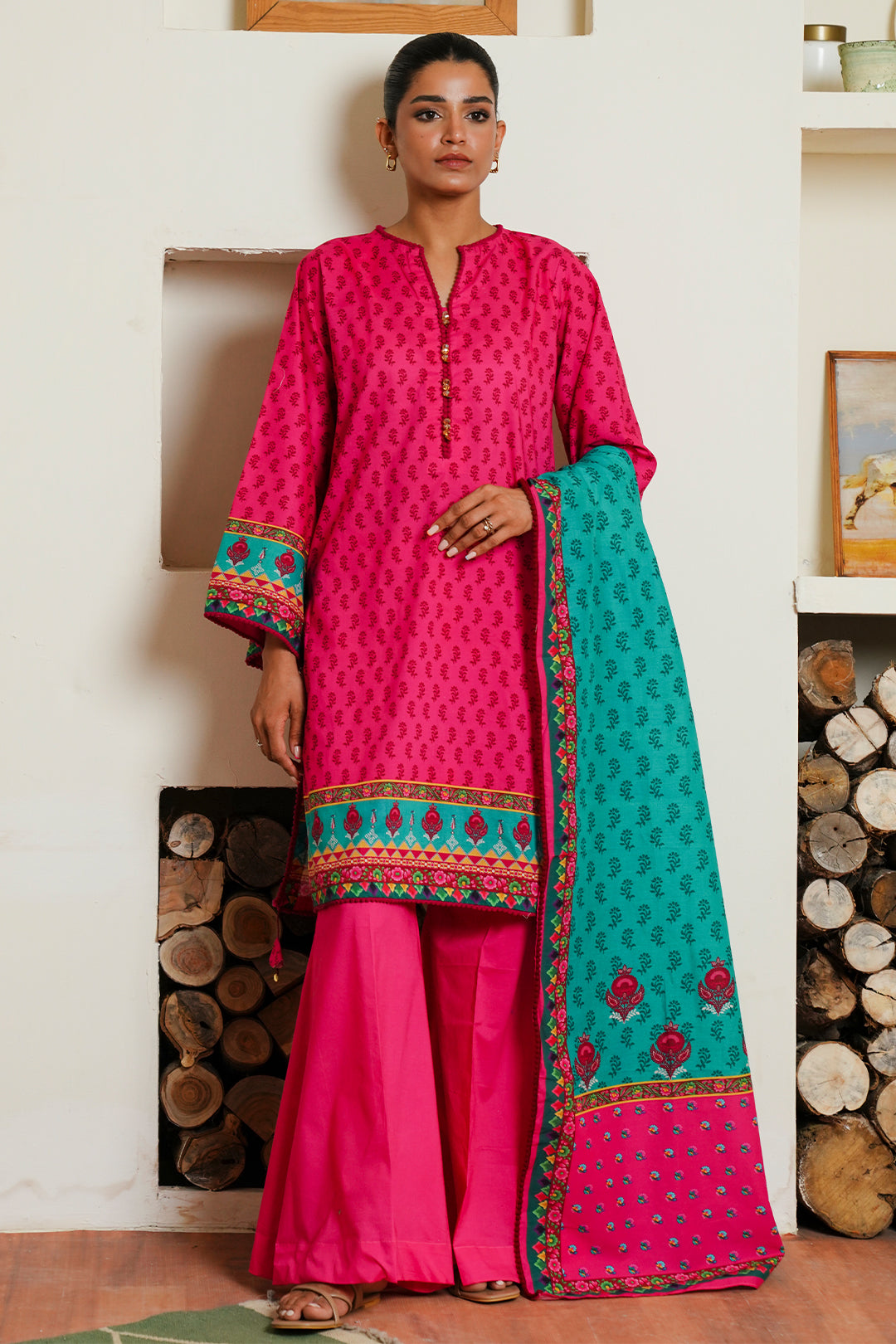 Zellbury | Unstitched 3 Piece Cambric | Shirt Shalwar Dupatta - 0123 - Libasekhas