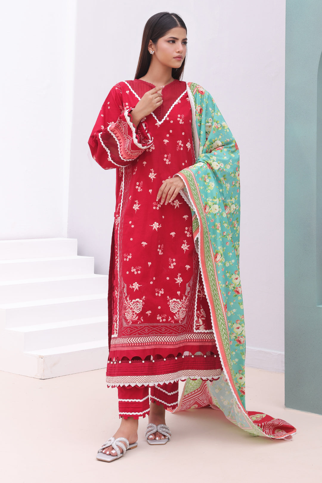 Zellbury | Unstitched 3 Piece Cambric | Shirt Shalwar Dupatta - 0136 - Libasekhas