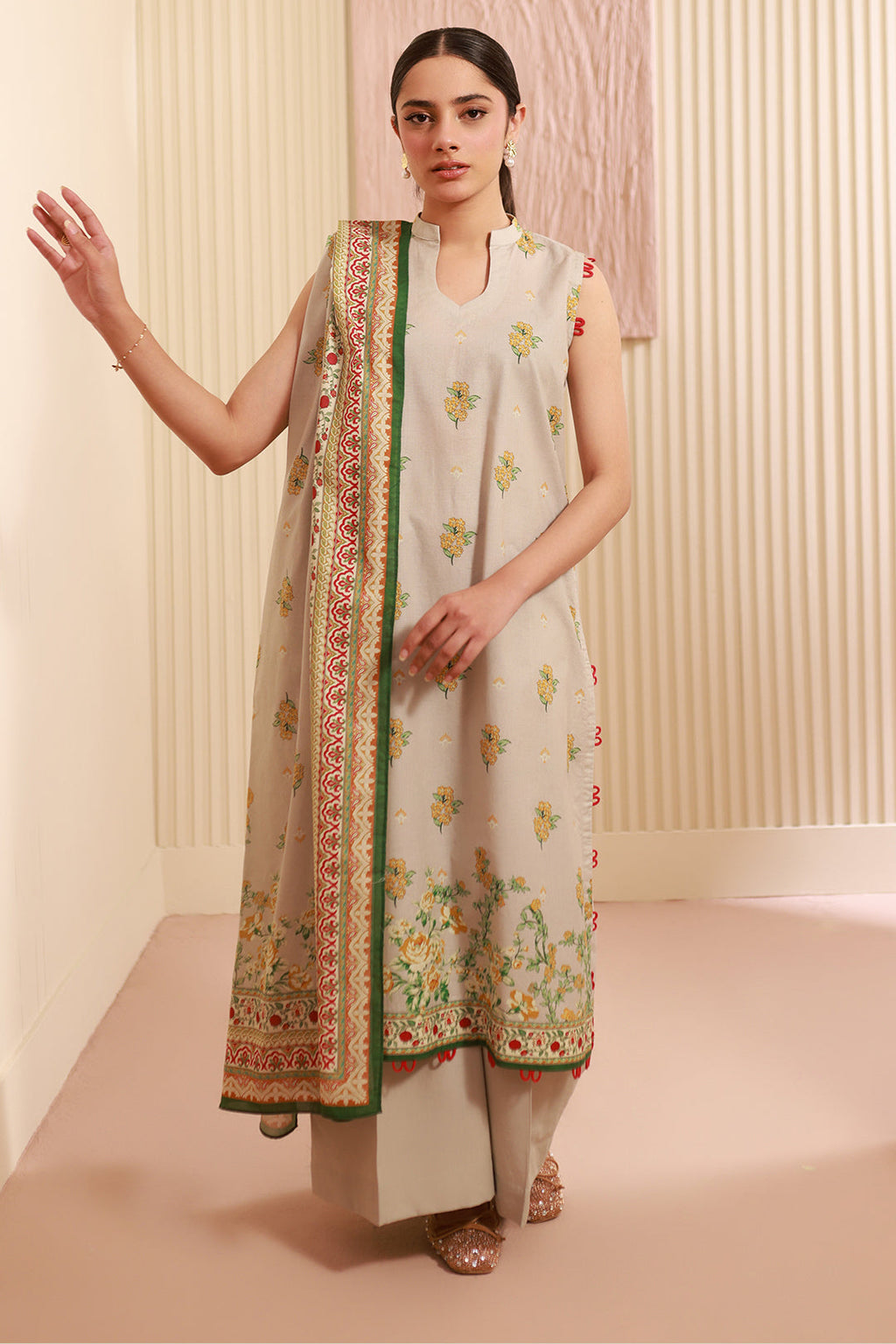 Zellbury | Unstitched 3 Piece Cambric | Shirt Shalwar Dupatta - 0633 - Libasekhas