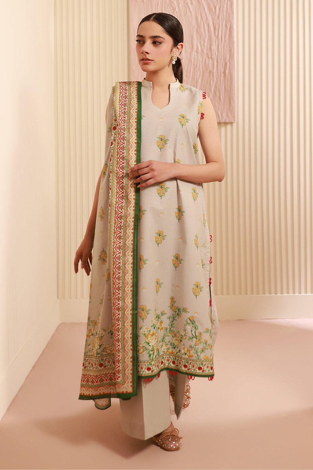 Zellbury | Unstitched 3 Piece Cambric | Shirt Shalwar Dupatta - 0633 - Libasekhas