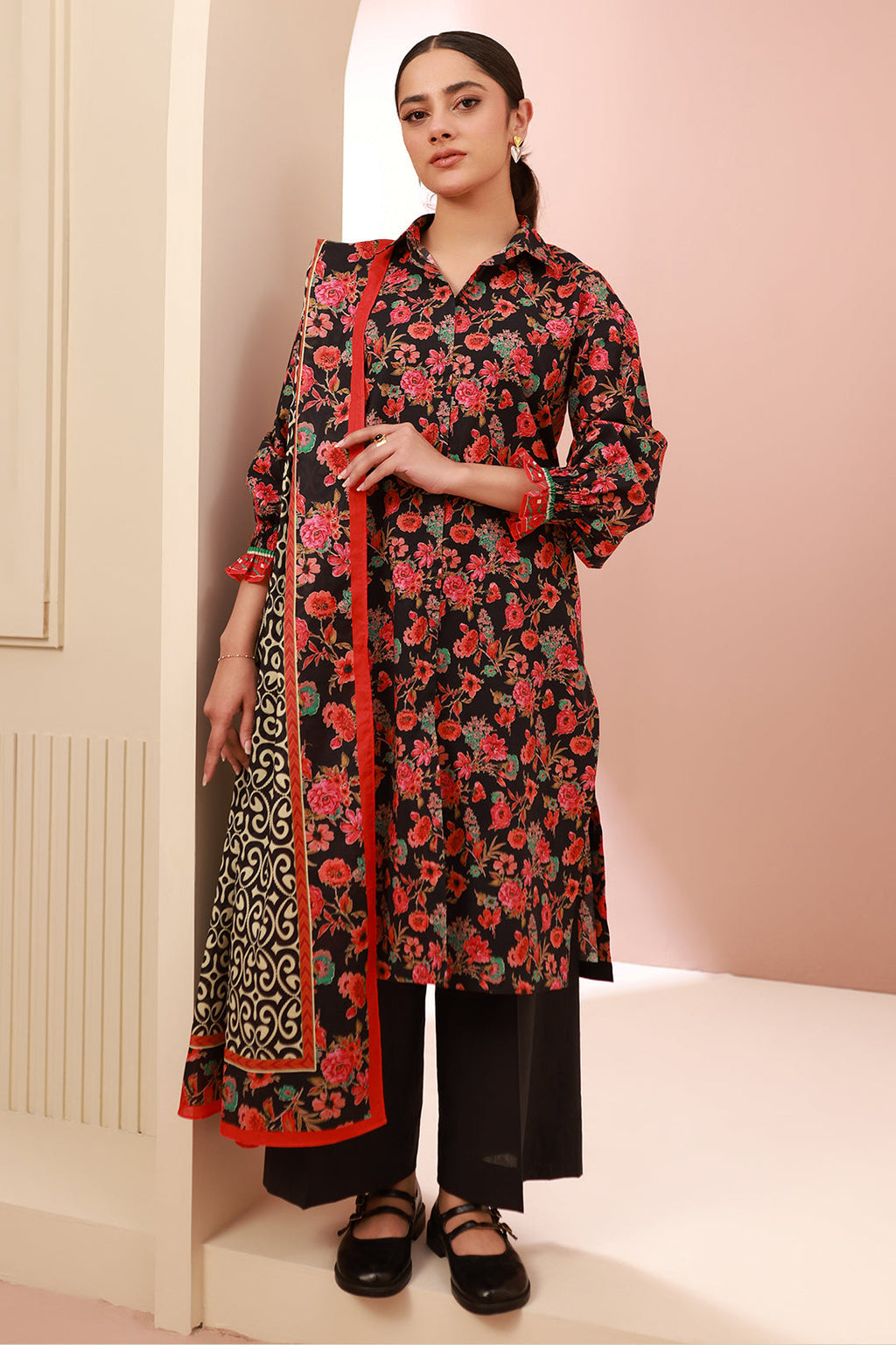 Zellbury | Unstitched 3 Piece Cambric | Shirt Shalwar Dupatta - 0636 - Libasekhas
