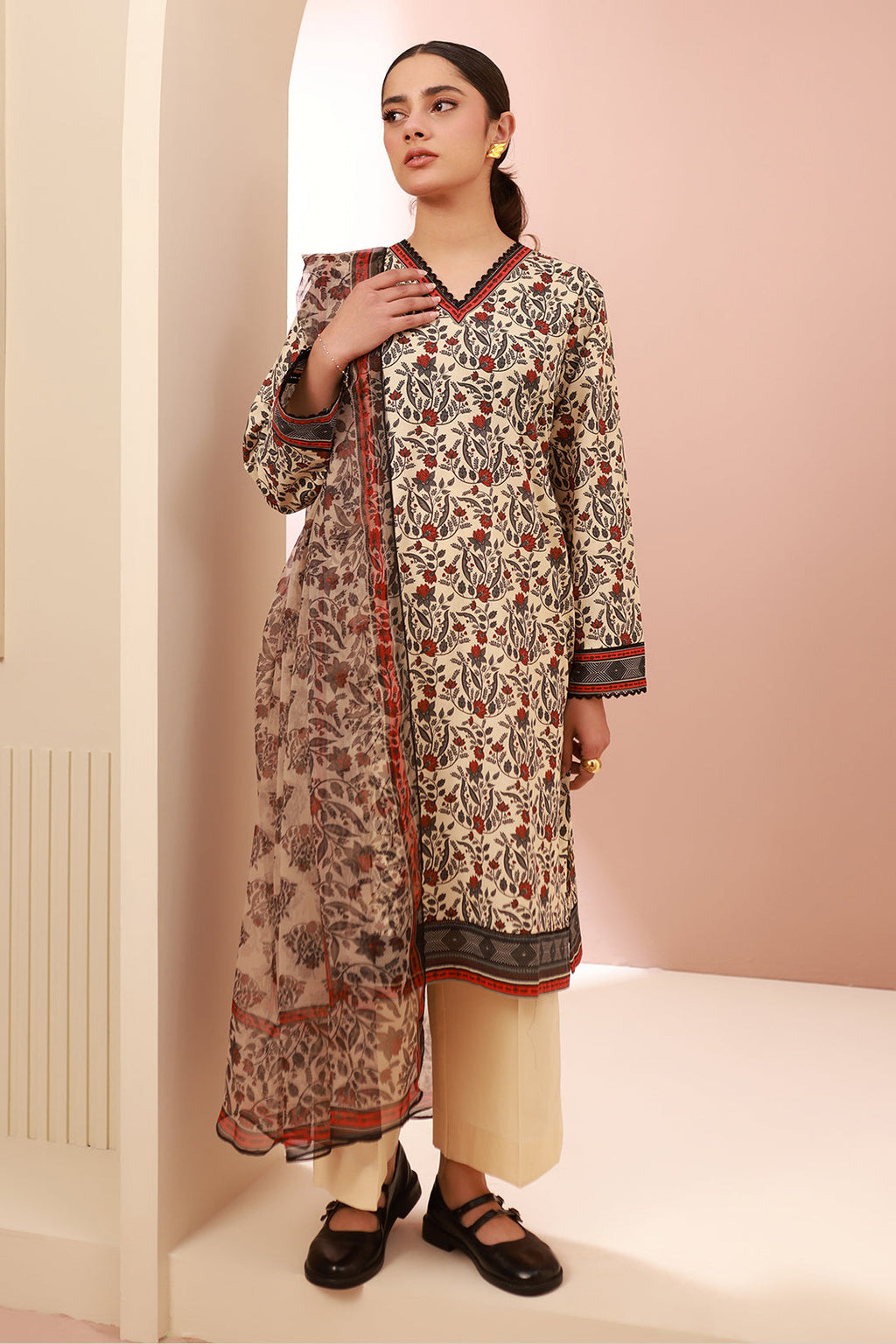 Zellbury | Unstitched 3 Piece Cambric | Shirt Shalwar Dupatta - 0658 - Libasekhas