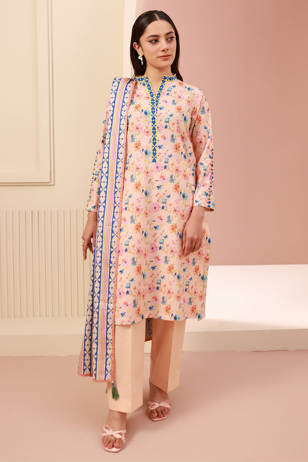 Zellbury | Unstitched 3 Piece Cambric | Shirt Shalwar Dupatta - 0664 - Libasekhas
