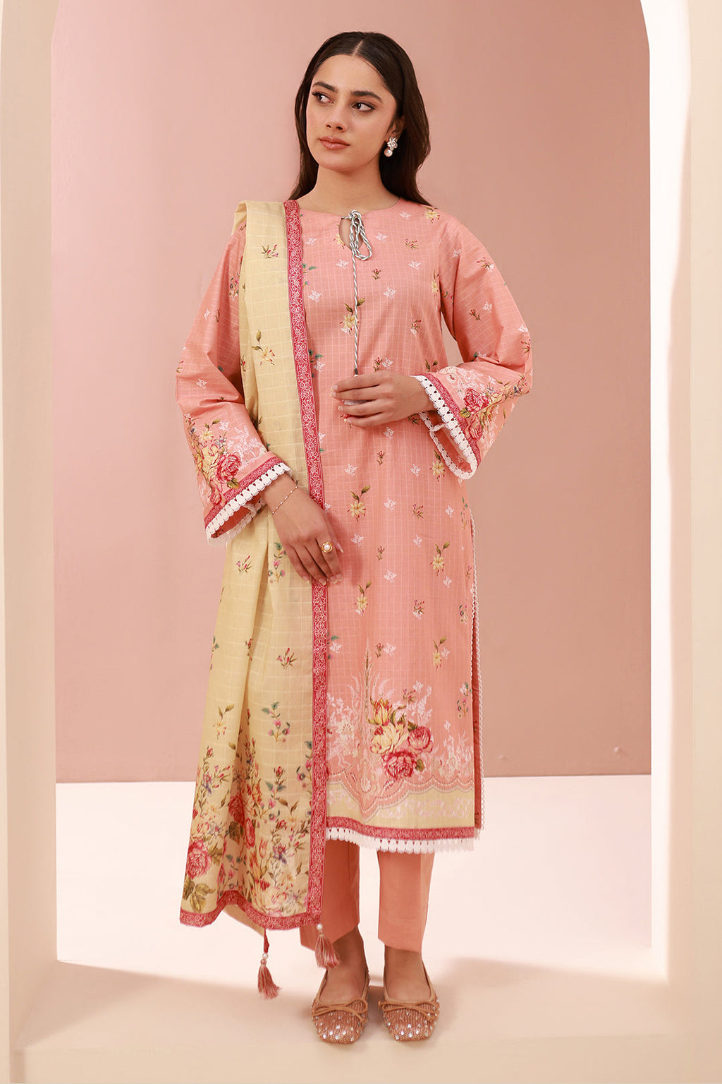 Zellbury | Unstitched 3 Piece Cambric | Shirt Shalwar Dupatta - 0665 - Libasekhas