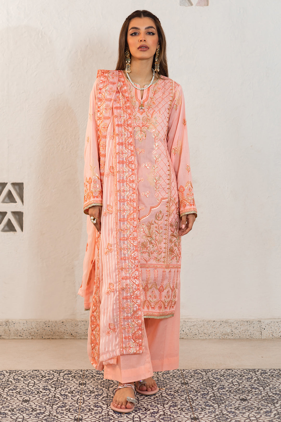 Zellbury | Unstitched 3 Piece Lawn | Embroidered Shirt Shalwar Dupatta - 0324 - Libasekhas