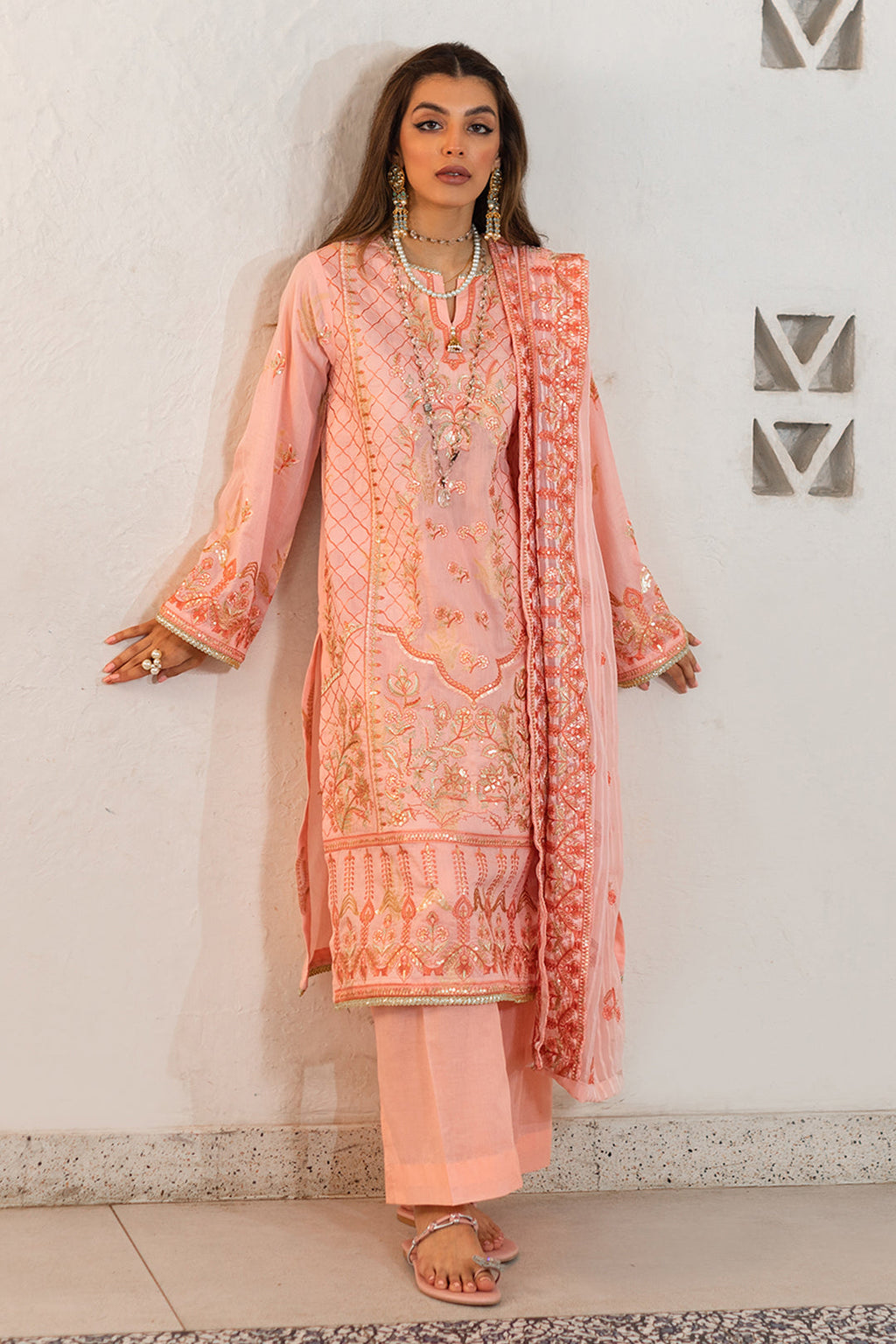 Zellbury | Unstitched 3 Piece Lawn | Embroidered Shirt Shalwar Dupatta - 0324 - Libasekhas