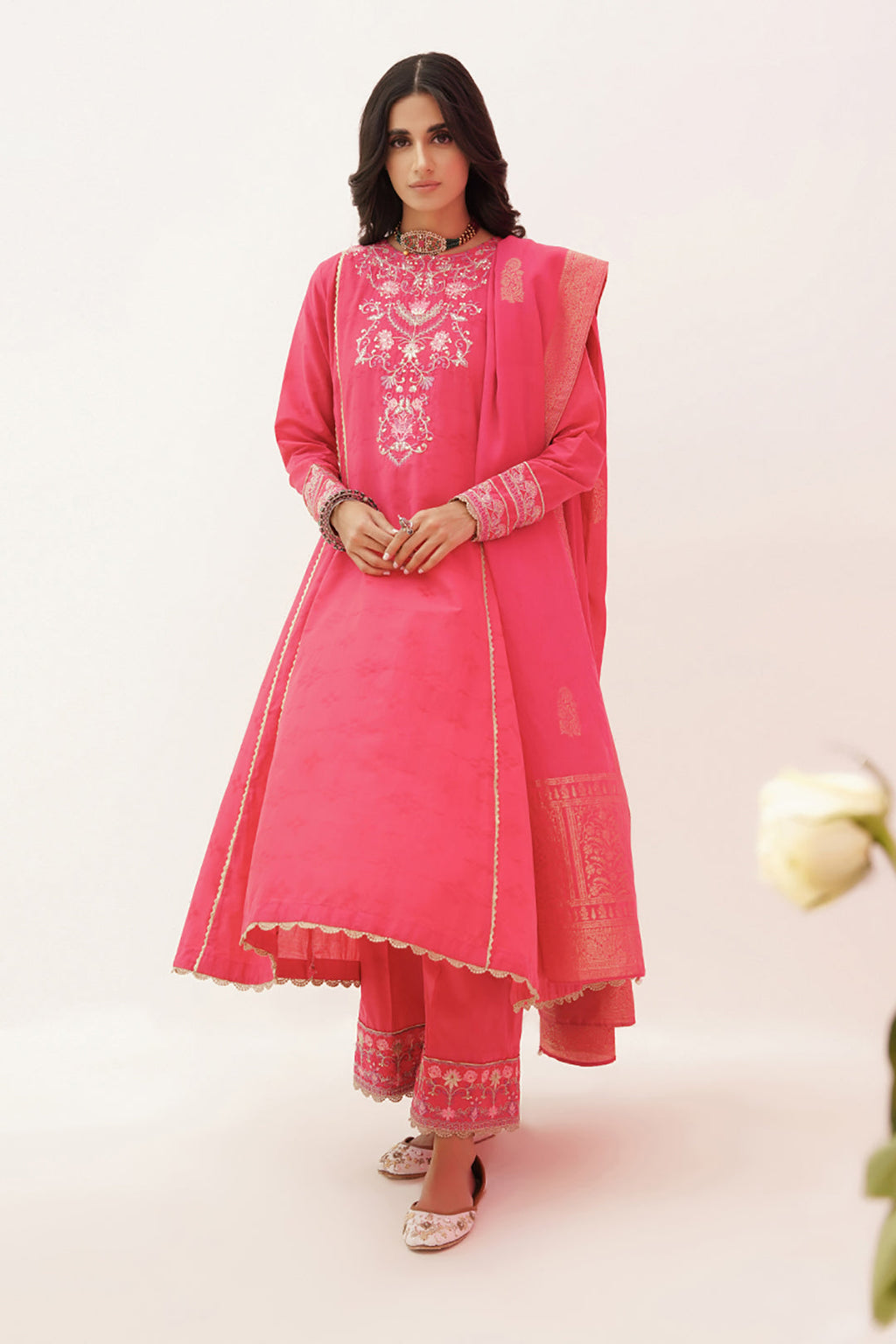 Zellbury | Unstitched 3 Piece Lawn | Embroidered Shirt Shalwar Dupatta - 0351 - Libasekhas
