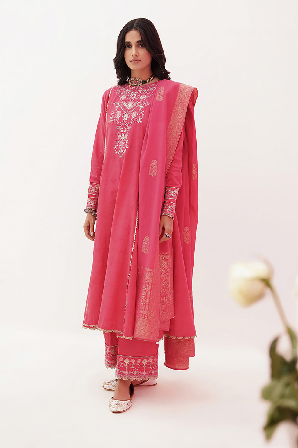 Zellbury | Unstitched 3 Piece Lawn | Embroidered Shirt Shalwar Dupatta - 0351 - Libasekhas