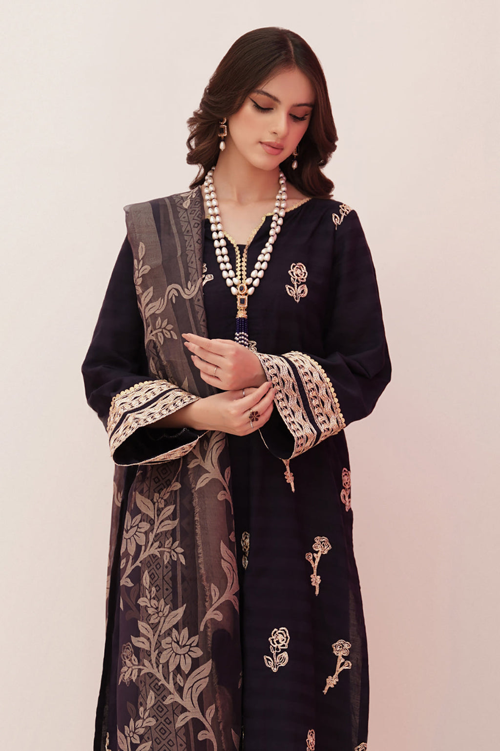 Zellbury | Unstitched 3 Piece Lawn | Embroidered Shirt Shalwar Dupatta - 0355 - Libasekhas