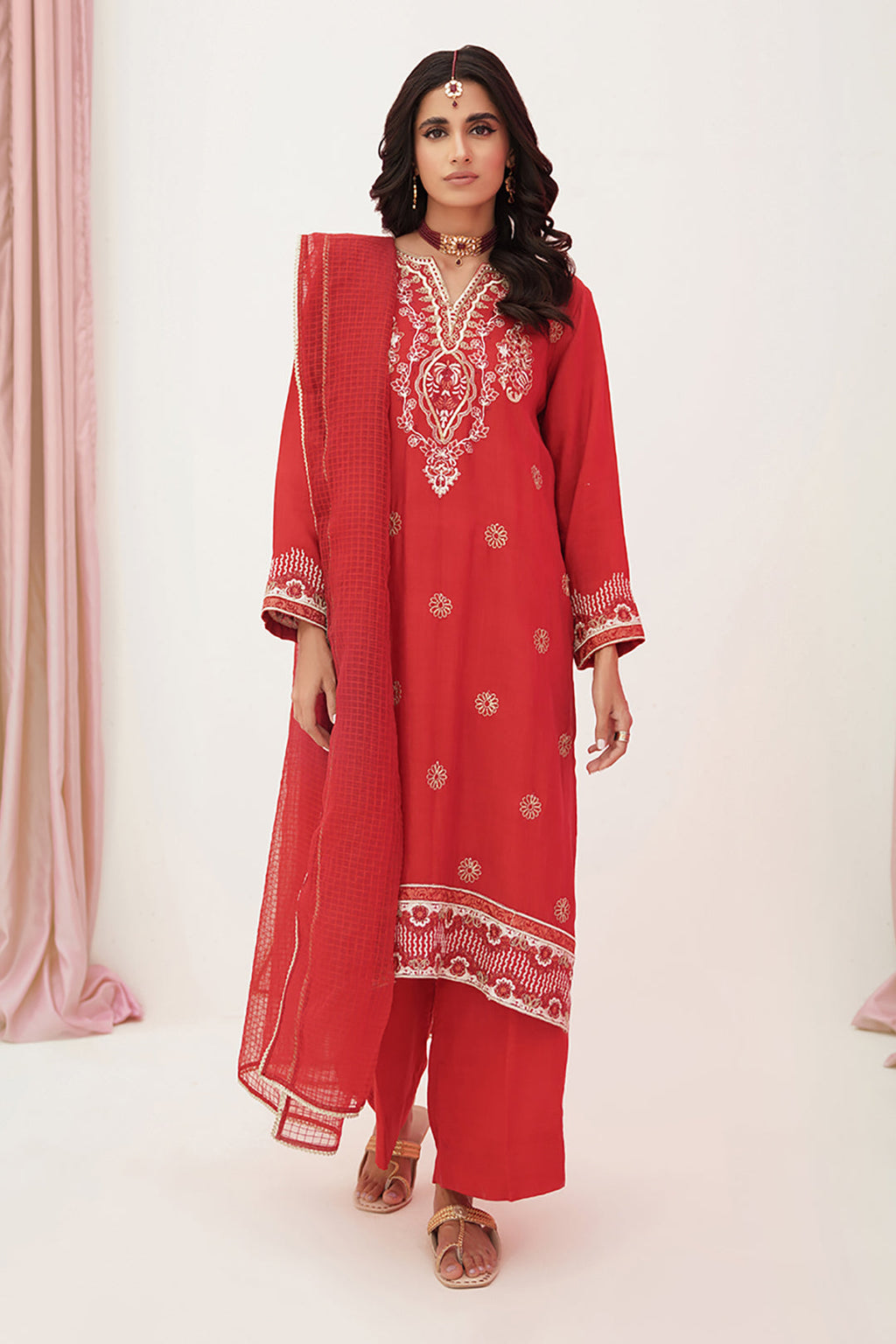 Zellbury | Unstitched 3 Piece Raw Silk | Embroidered Shirt Shalwar Dupatta - 0358 - Libasekhas