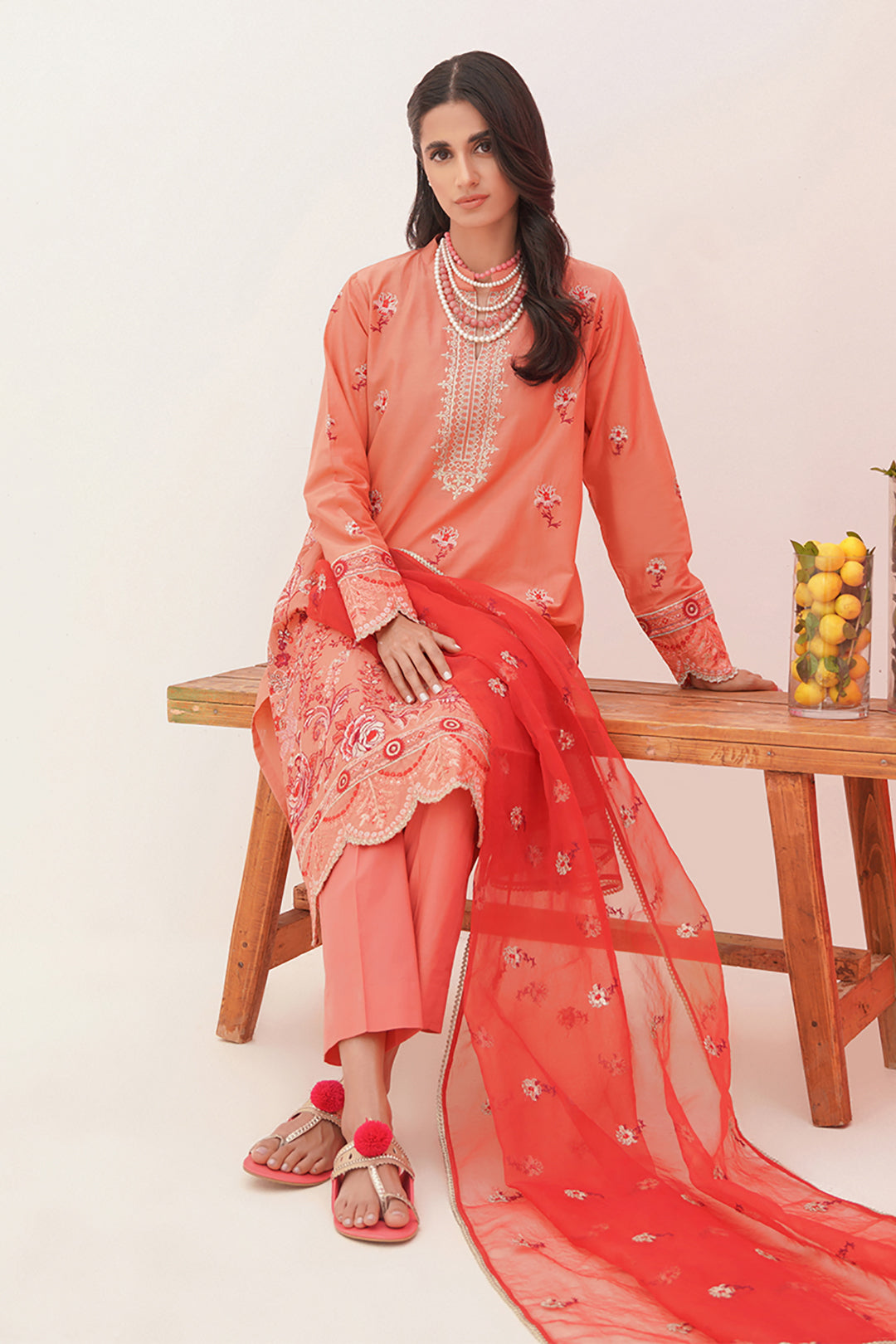 Zellbury | Unstitched 3 Piece Lawn | Embroidered Shirt Shalwar Dupatta - 0365 - Libasekhas