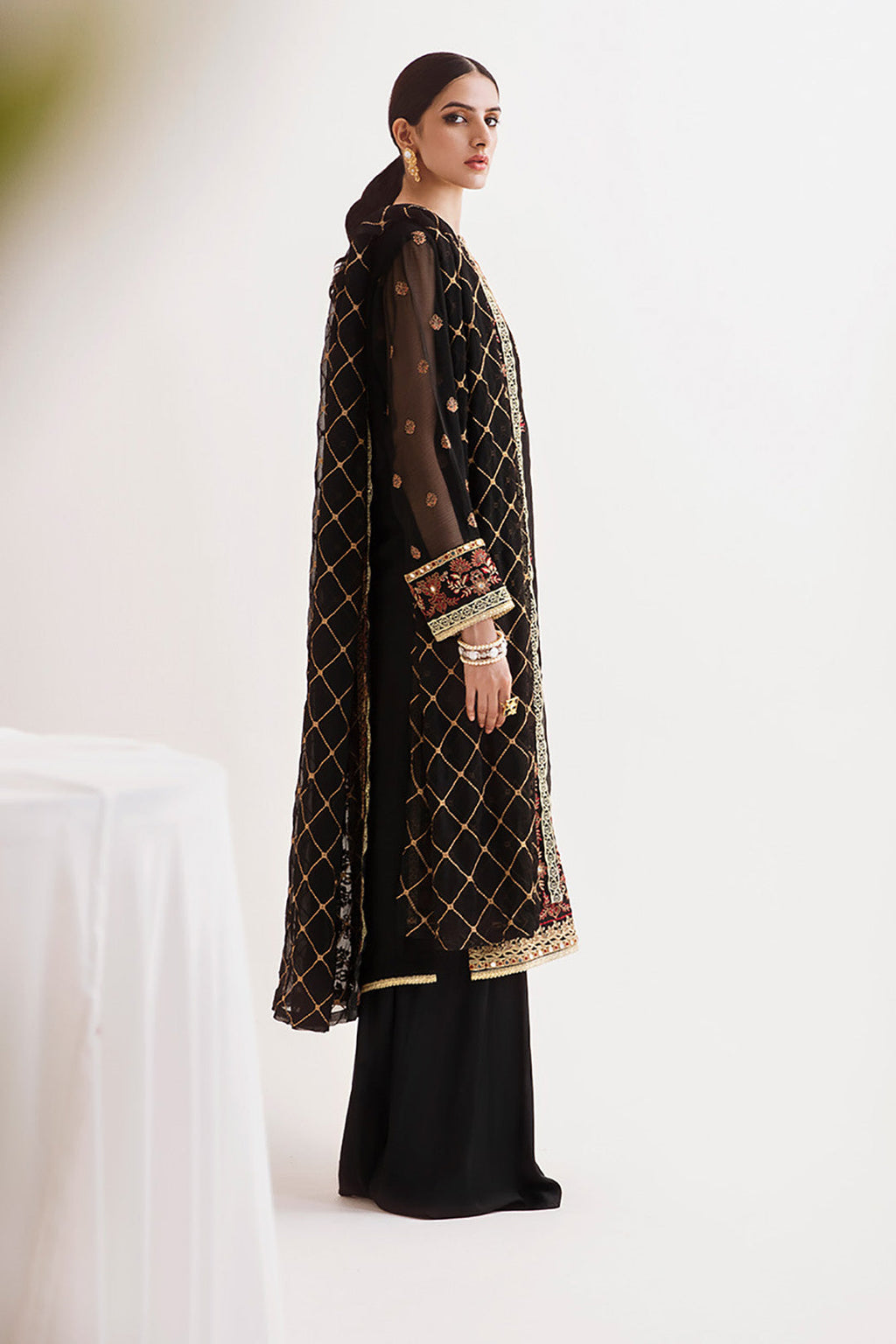 Zellbury | Unstitched 3 Piece Chiffon | Embroidered Shirt Shalwar Dupatta - 0293 - Libasekhas