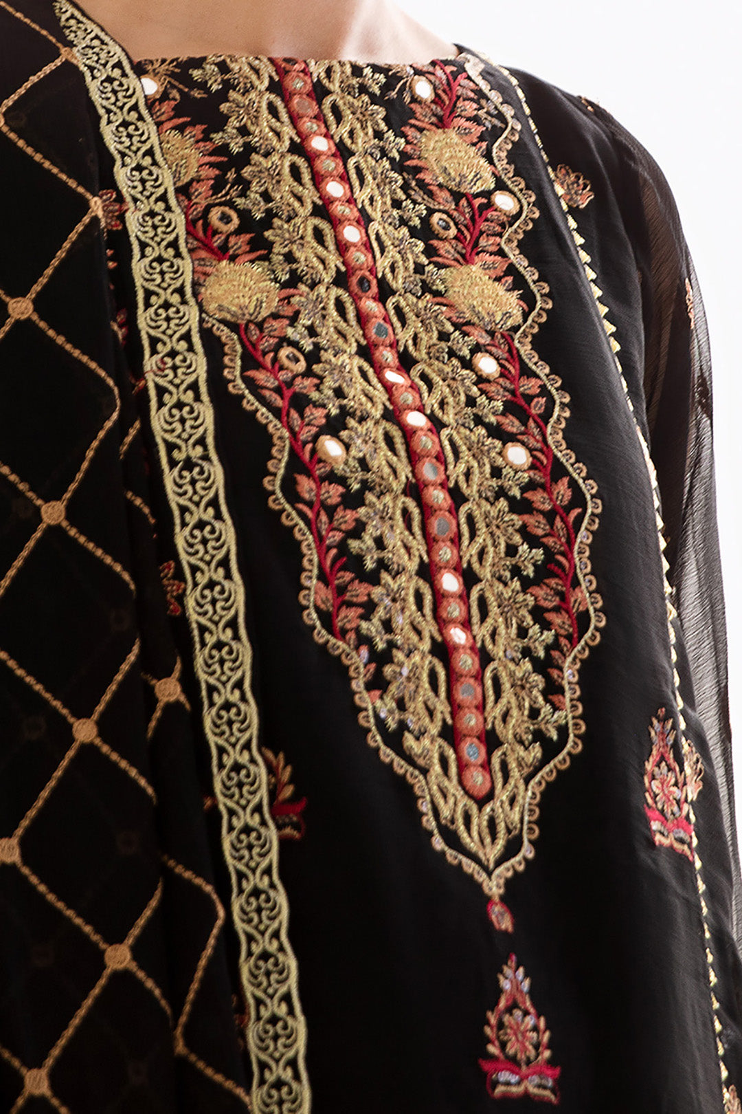 Zellbury | Unstitched 3 Piece Chiffon | Embroidered Shirt Shalwar Dupatta - 0293 - Libasekhas