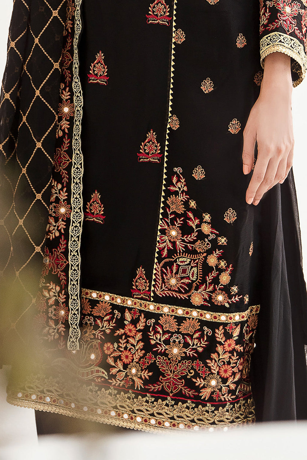 Zellbury | Unstitched 3 Piece Chiffon | Embroidered Shirt Shalwar Dupatta - 0293 - Libasekhas