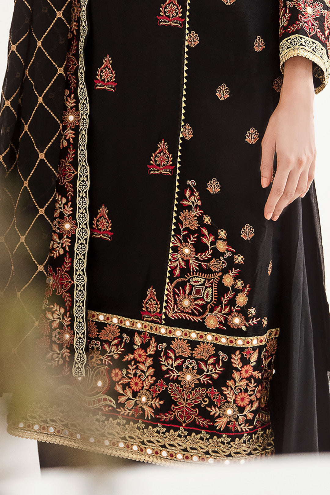 Zellbury | Unstitched 3 Piece Chiffon | Embroidered Shirt Shalwar Dupatta - 0293 - Libasekhas