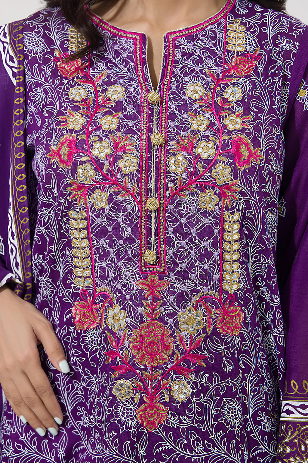 Zellbury | Unstitched 3 Piece Lawn | Embroidered Shirt Shalwar Dupatta - 0196 - Libasekhas