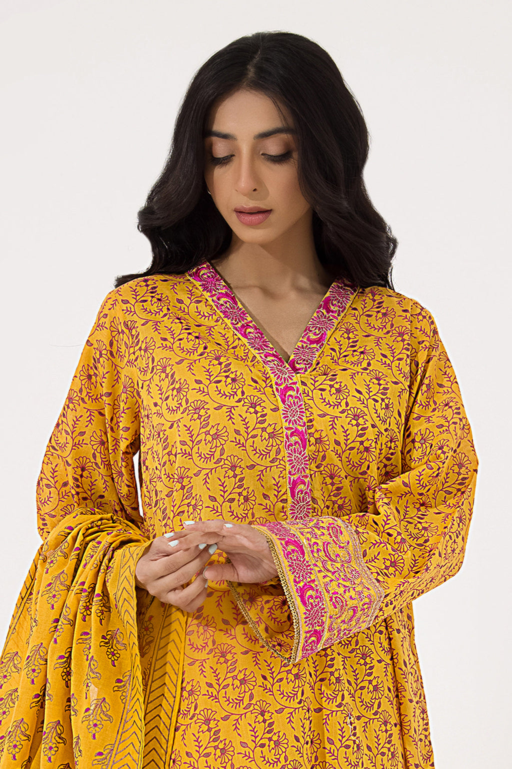 Zellbury | Unstitched 3 Piece Lawn | Embroidered Shirt Shalwar Dupatta - 0199 - Libasekhas