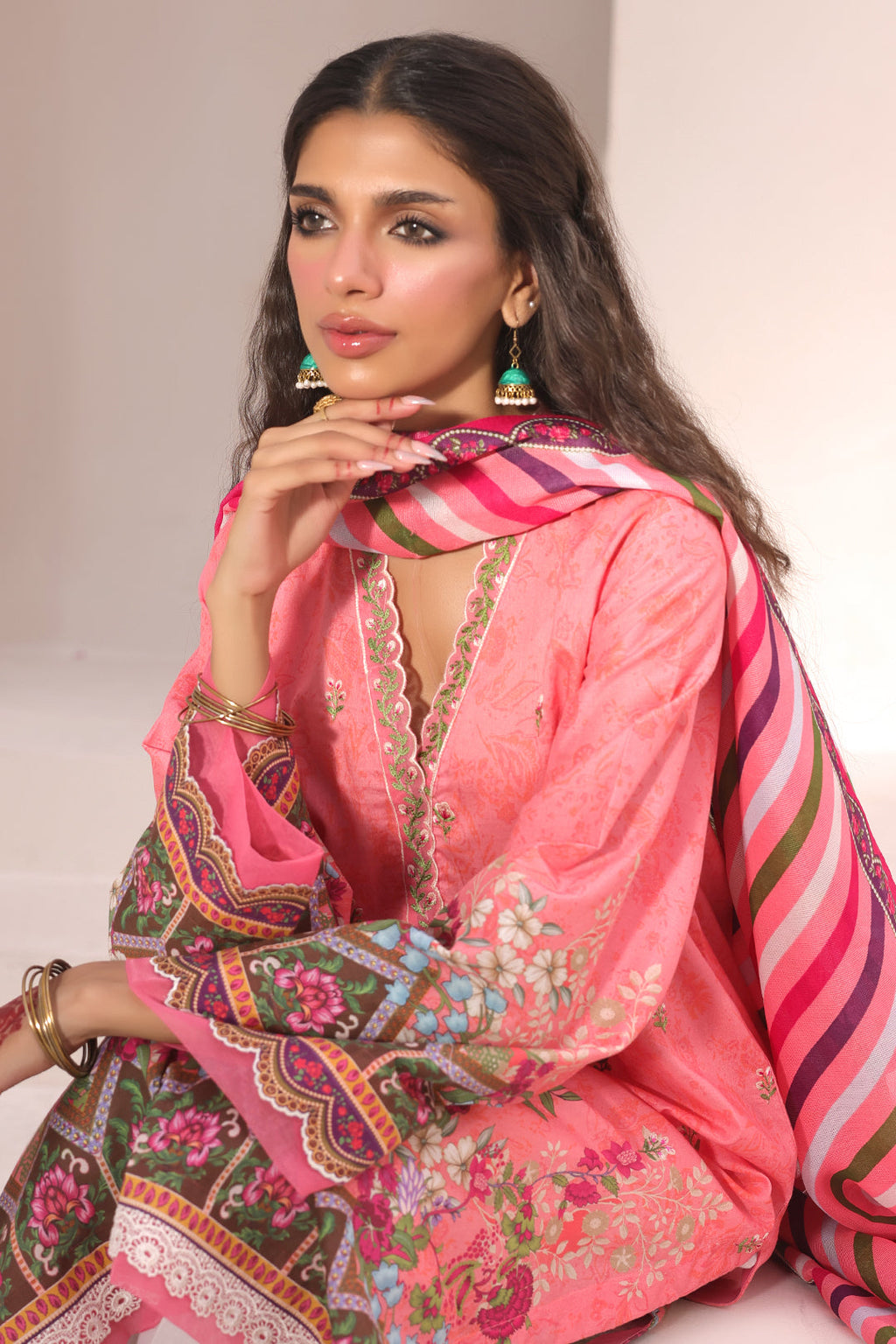 Zellbury | Unstitched 2 Piece Lawn | Embroidered Shirt Dupatta - 1658 - Libasekhas