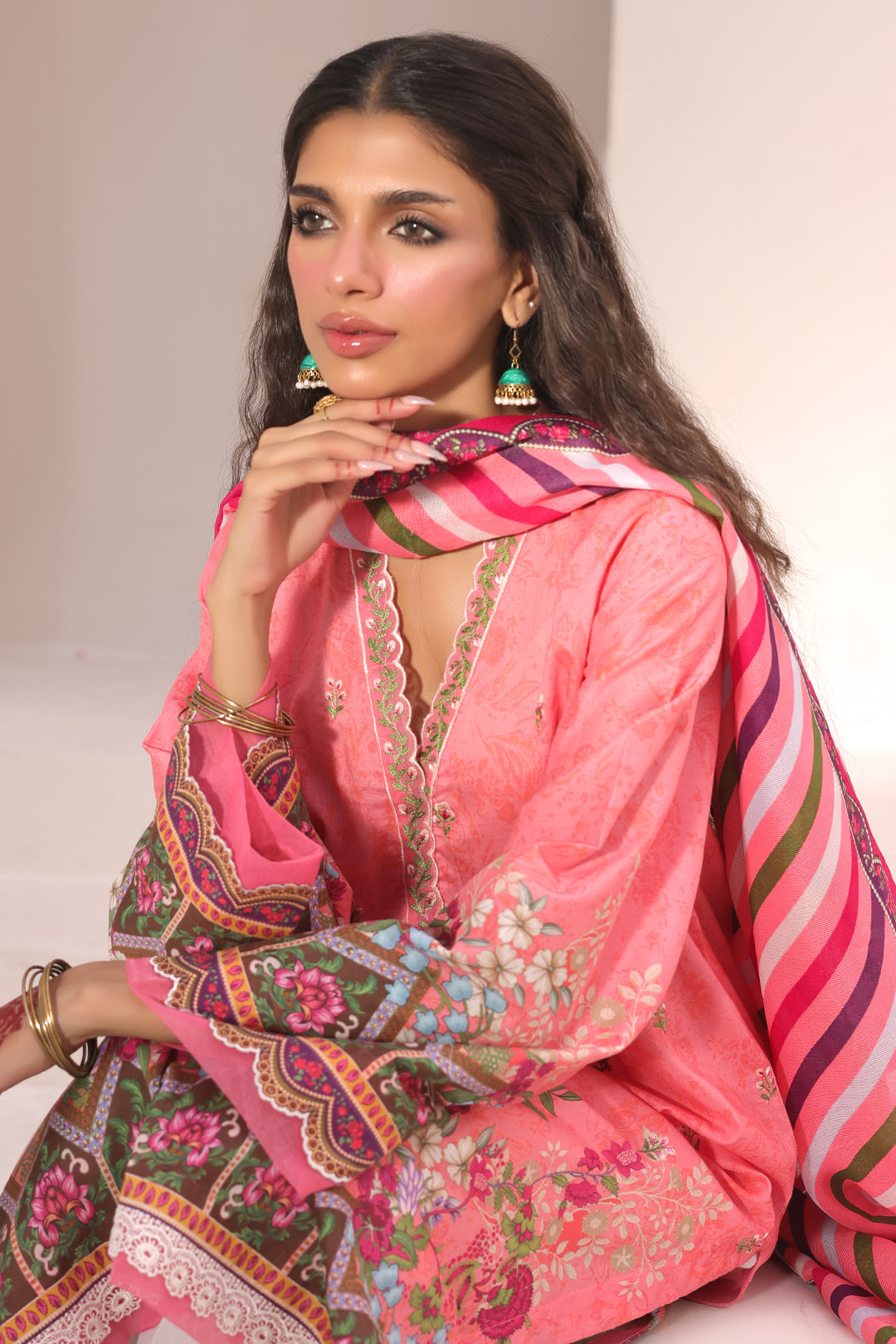 Zellbury | Unstitched 2 Piece Lawn | Embroidered Shirt Dupatta - 1658 - Libasekhas