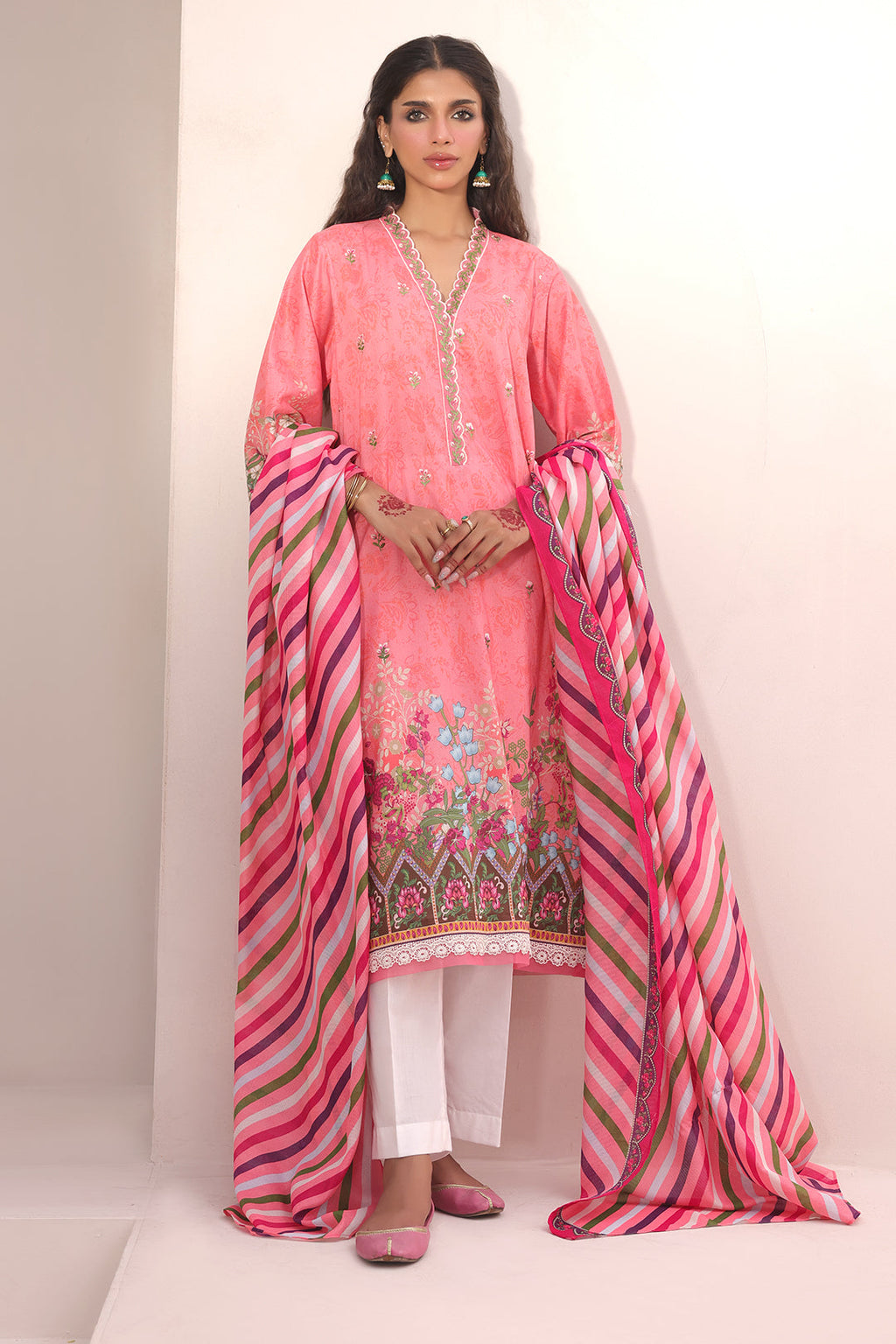 Zellbury | Unstitched 2 Piece Lawn | Embroidered Shirt Dupatta - 1658 - Libasekhas