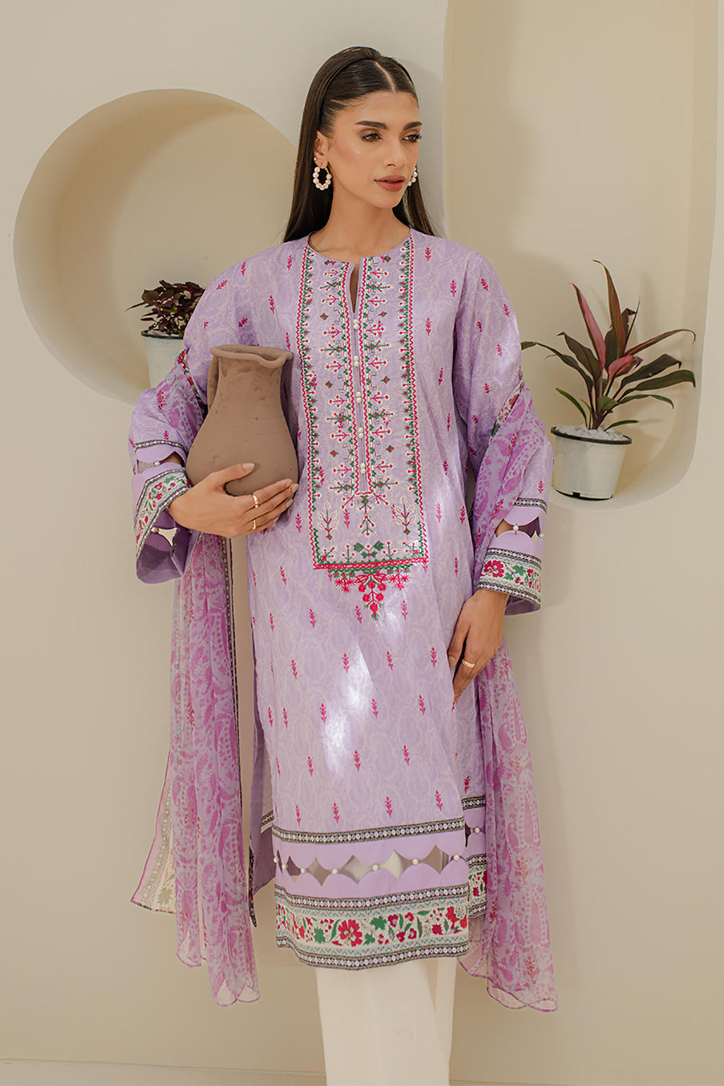 Zellbury | Unstitched 2 Piece Lawn | Embroidered Shirt Dupatta - 1659 - Libasekhas