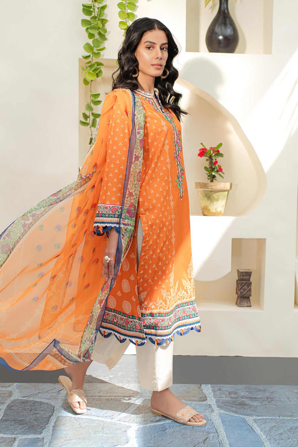 Zellbury | Unstitched 2 Piece Lawn | Embroidered Shirt Dupatta - 1661 - Libasekhas