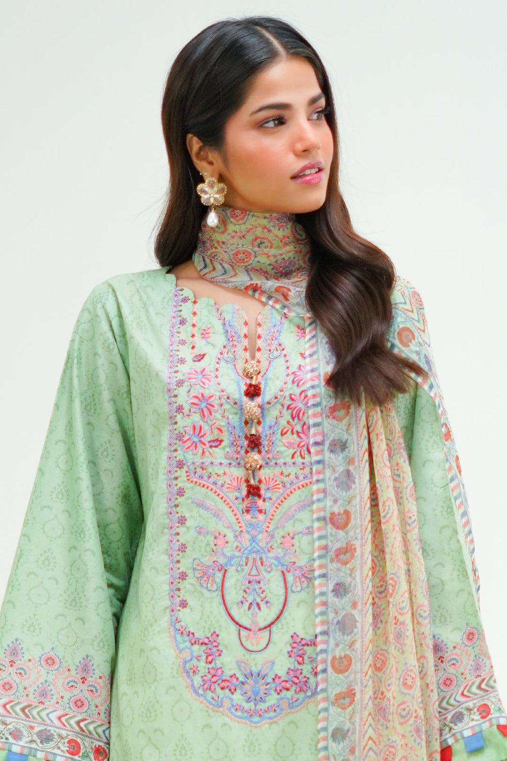 Zellbury | Unstitched 2 Piece Lawn | Embroidered Shirt Dupatta - 1715 - Libasekhas