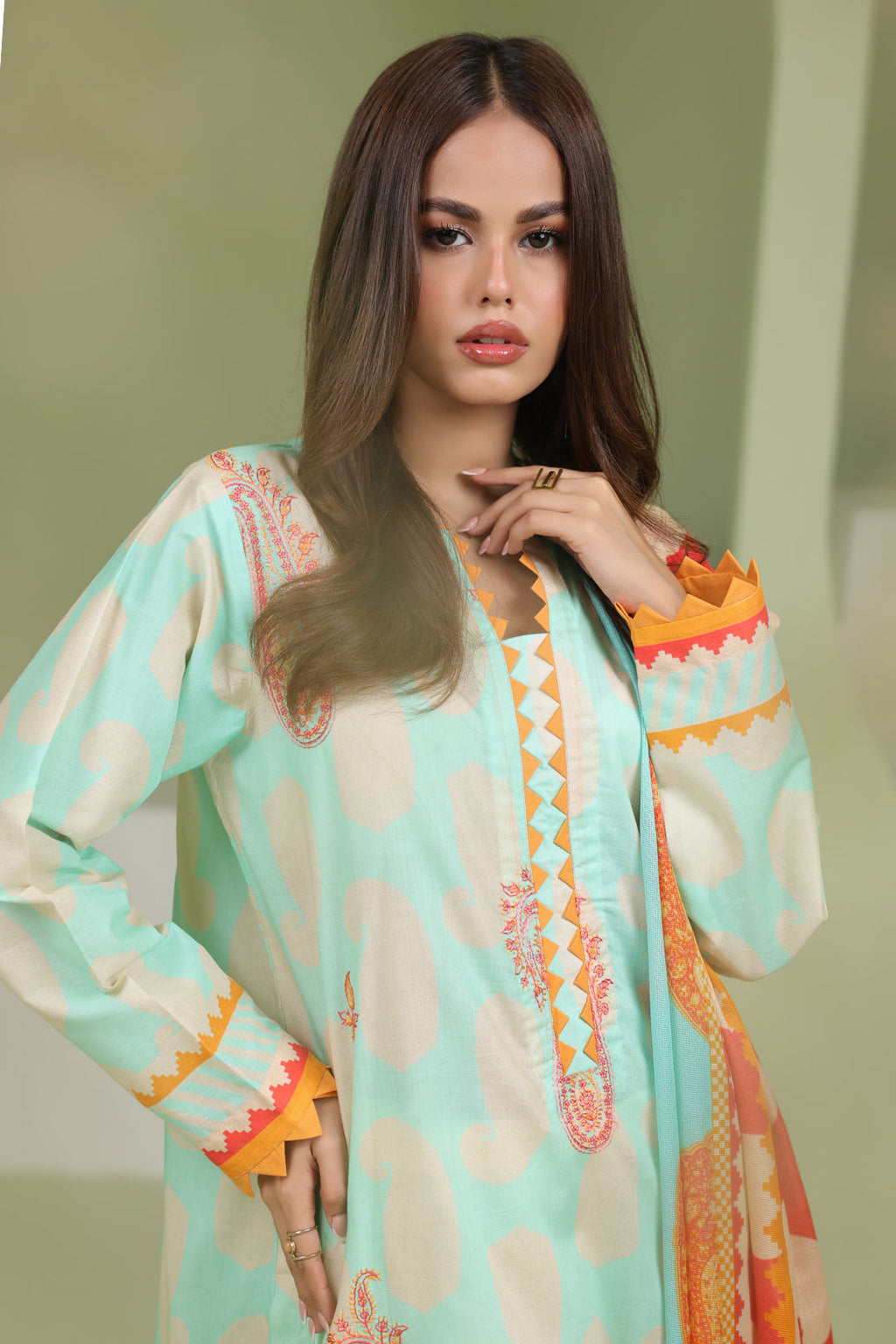 Zellbury | Unstitched 2 Piece Lawn | Embroidered Shirt Dupatta - 1716 - Libasekhas