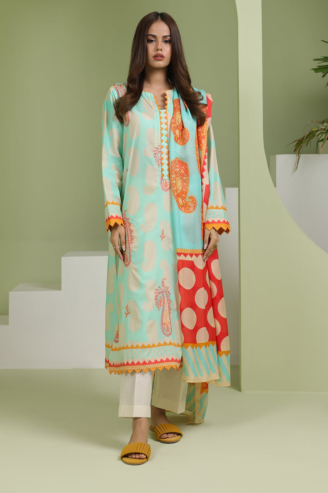 Zellbury | Unstitched 2 Piece Lawn | Embroidered Shirt Dupatta - 1716 - Libasekhas