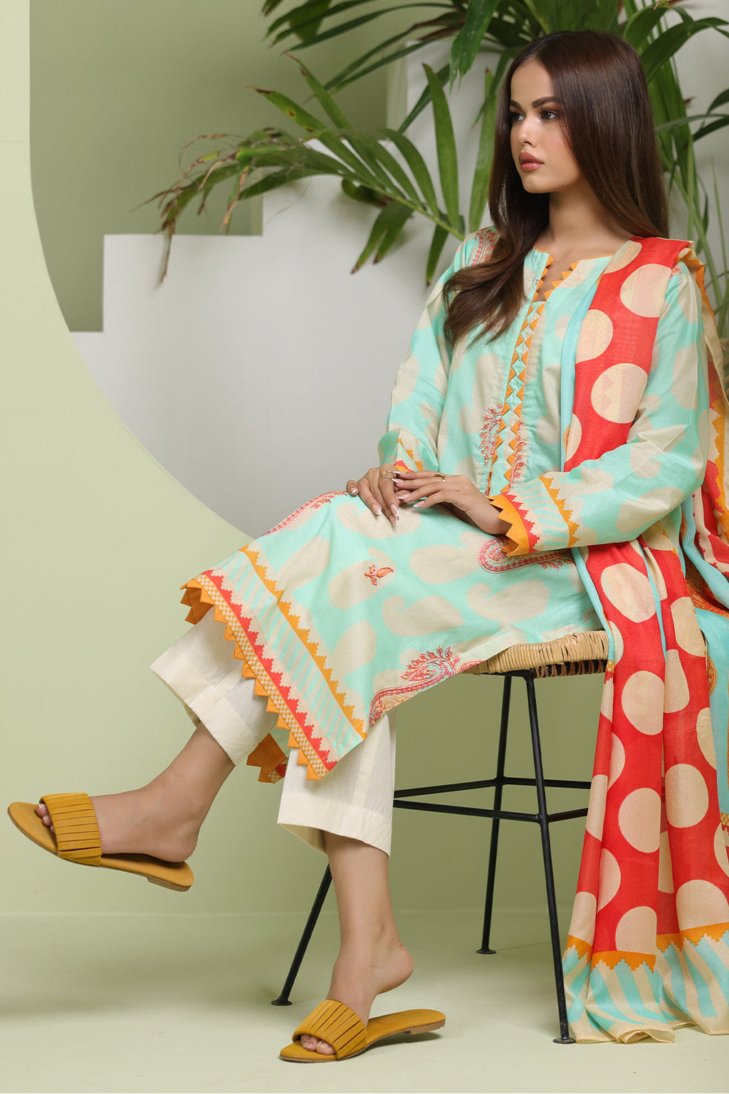 Zellbury | Unstitched 2 Piece Lawn | Embroidered Shirt Dupatta - 1716 - Libasekhas
