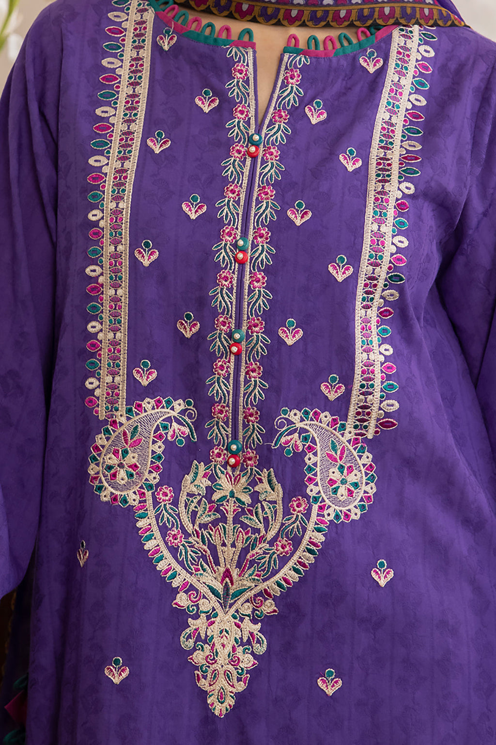 Zellbury | Unstitched 3 Piece Jacquard | Embroidered Shirt Shalwar Dupatta - 1113 - Libasekhas