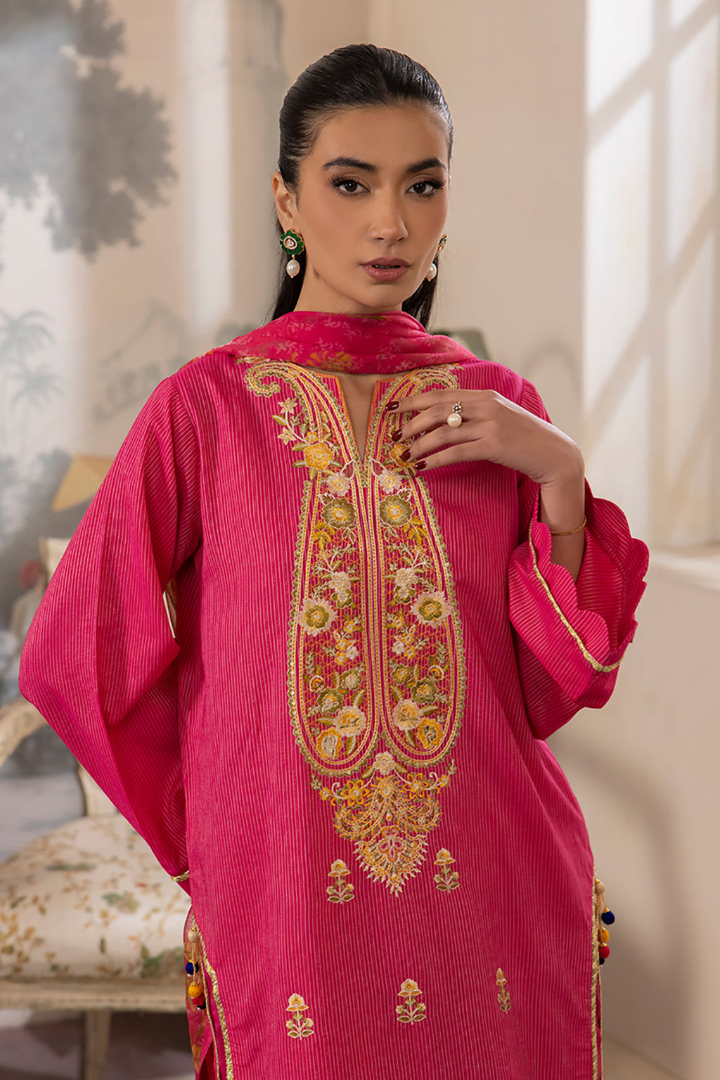 Zellbury | Unstitched 3 Piece Lawn | Embroidered Shirt Shalwar Dupatta - 1116 - Libasekhas