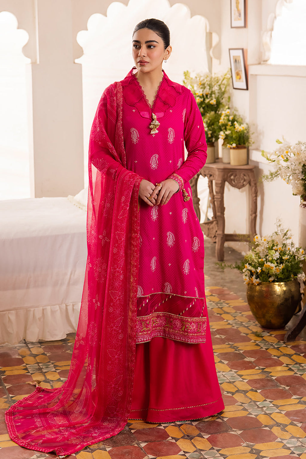 Zellbury | Unstitched 3 Piece Jacquard | Embroidered Shirt Shalwar Dupatta - 1118 - Libasekhas