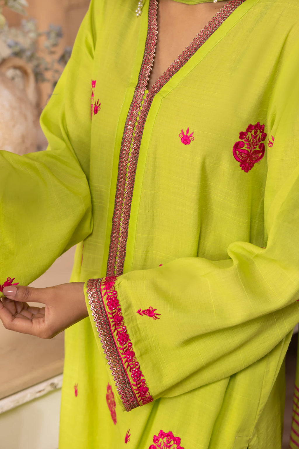 Zellbury | Unstitched 3 Piece Green | Embroidered Shirt Shalwar Dupatta - 1131 - Libasekhas