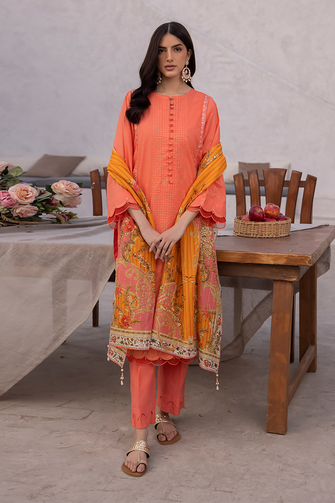 Zellbury | Unstitched 3 Piece Cambric | Embroidered Shirt Shalwar Dupatta - 1143 - Libasekhas