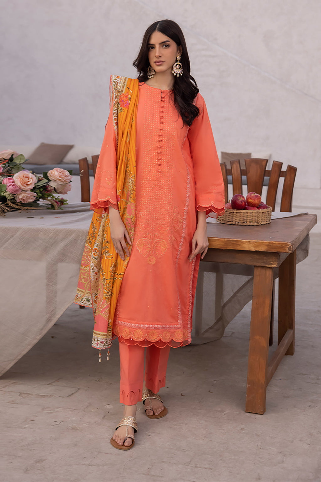 Zellbury | Unstitched 3 Piece Cambric | Embroidered Shirt Shalwar Dupatta - 1143 - Libasekhas