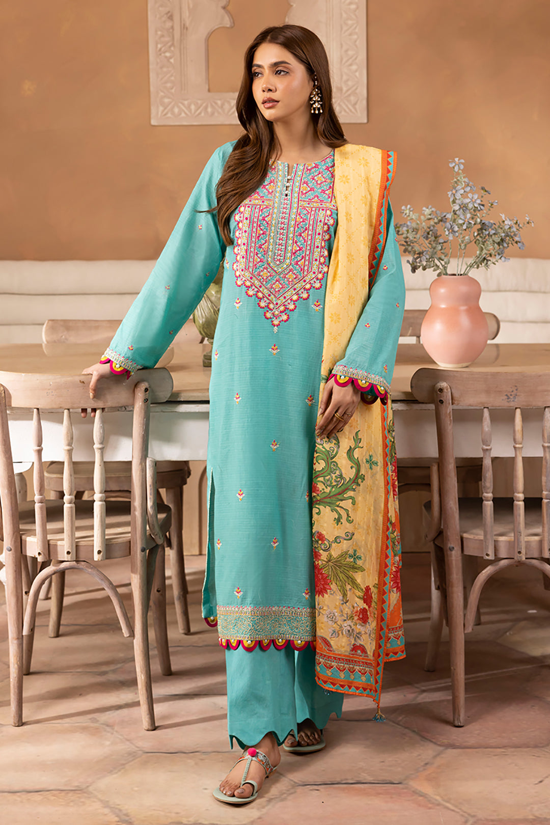 Zellbury | Unstitched 3 Piece Lawn | Embroidered Shirt Shalwar Dupatta - 1146 - Libasekhas